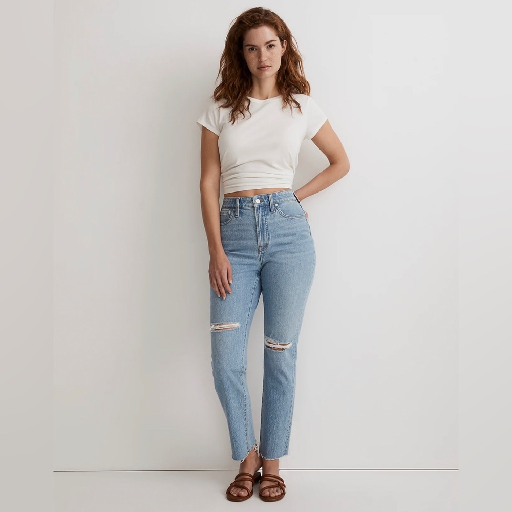Madewell Ripped Curvy Perfect Vintage Jean in Bradwell Wash (size 31, NWT)